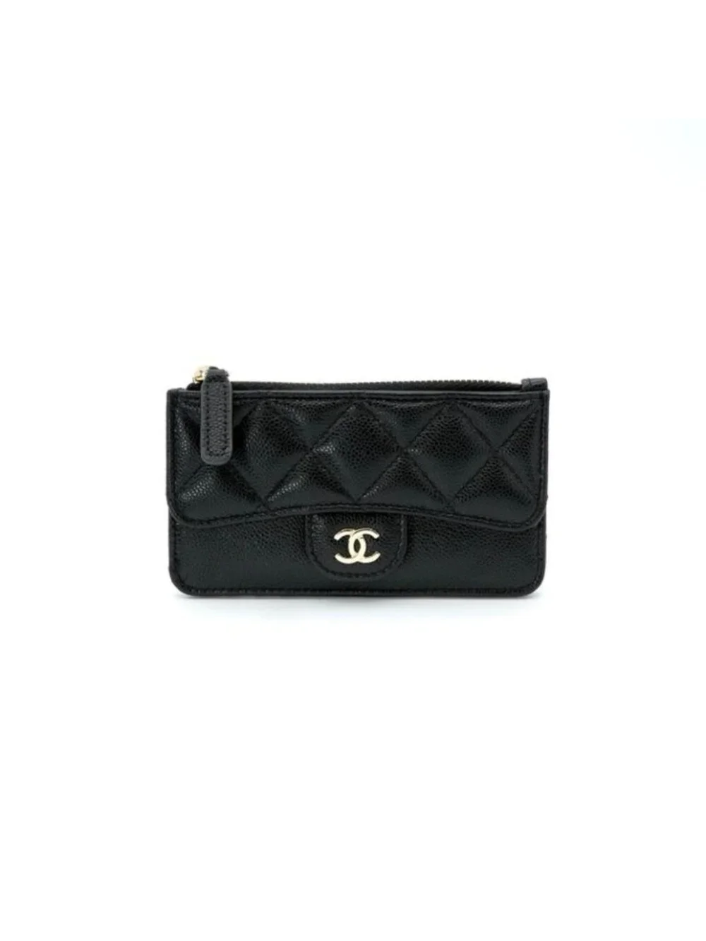 Chanel Wallet Coin Purse Black Gold Fragment Case Card Slot Classic